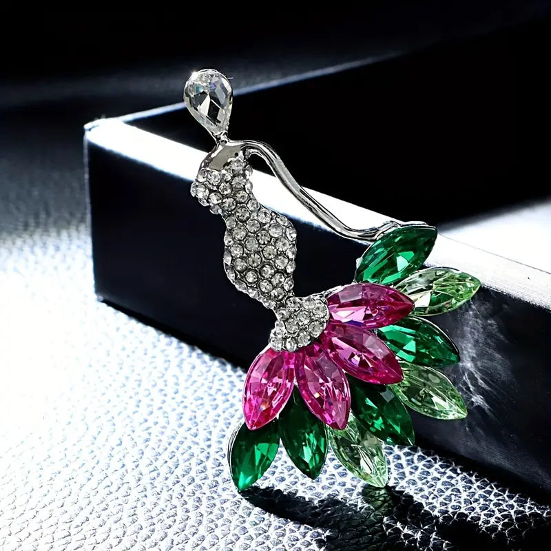 Elegant Rhinestone Brooch Pin-PINK