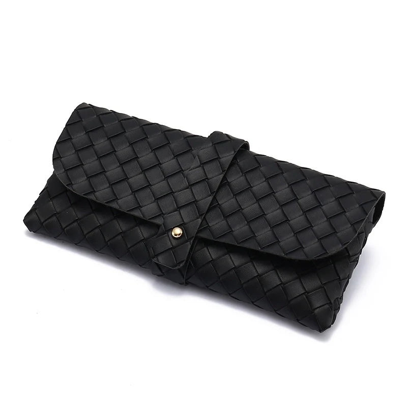 Woven Clinch Soft Sunglasses Case, BLACK