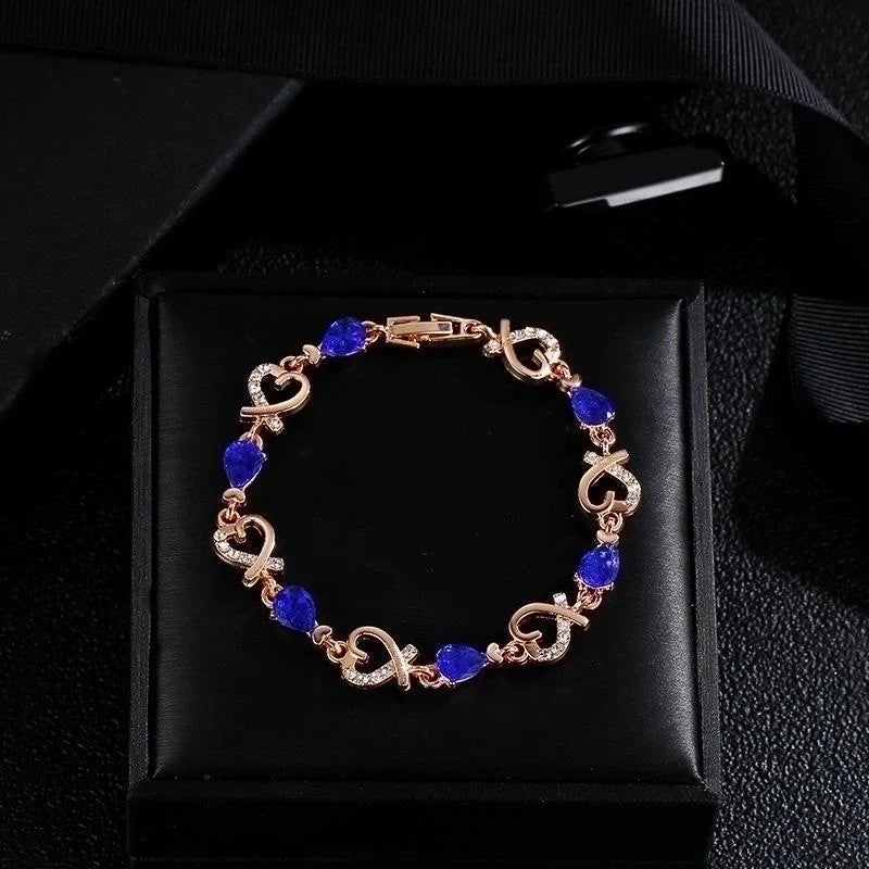 Love Openwork Flower Diamond Bracelet, Blue
