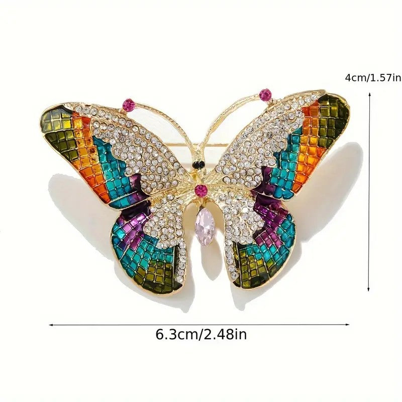 Sparkling Golden-Tone Elegant Butterfly Brooch