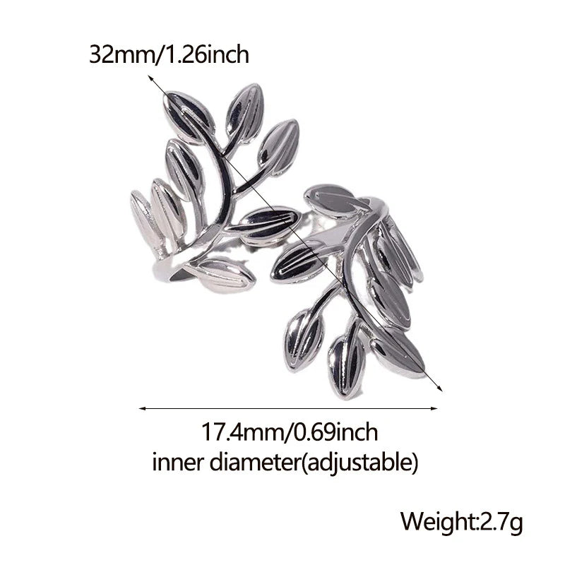 Leaf Open Ring, Silver