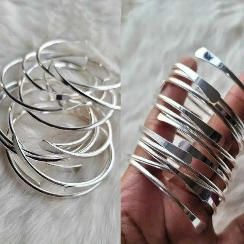 Silvery Cuff Bracelets, Set of 3