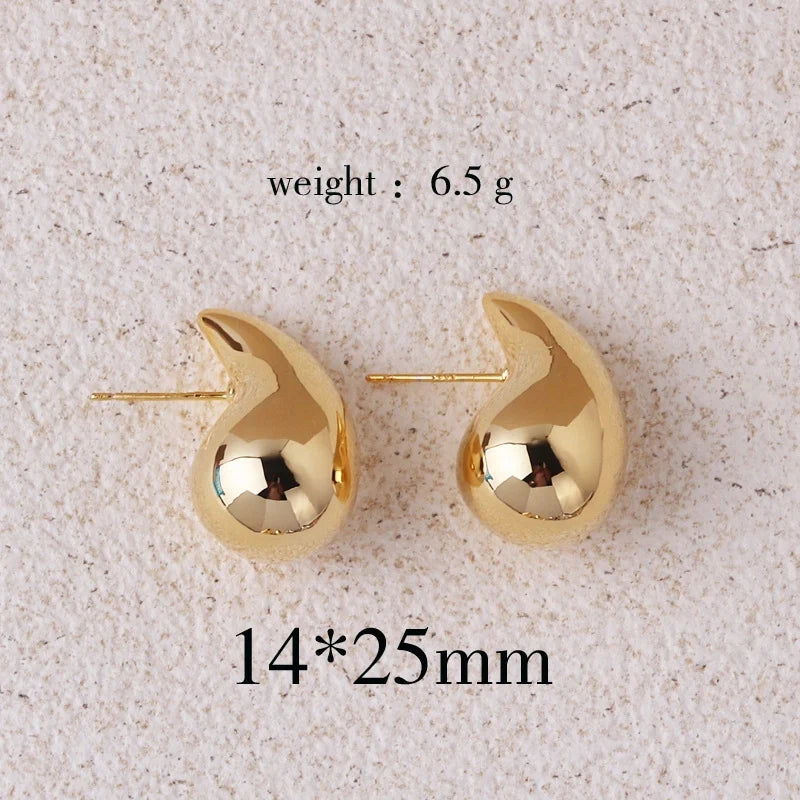 Small Water Drop Earrings-Gold Tone