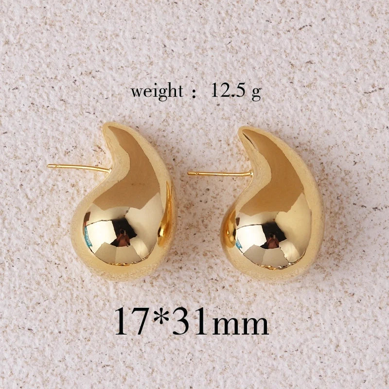 Medium Water Drop Earrings-Gold Tone