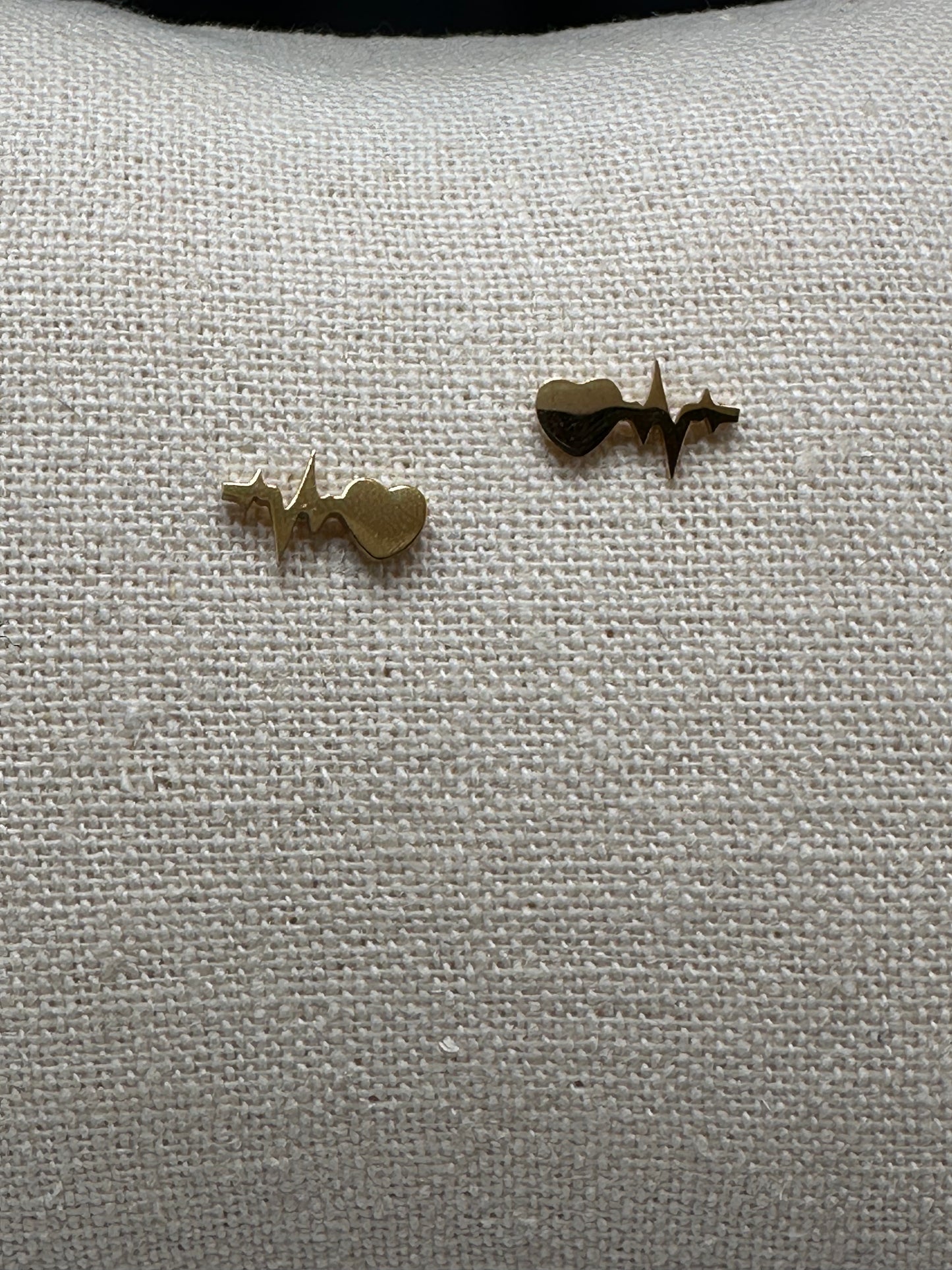 Heart Shape, EKG, Earrings, Gold