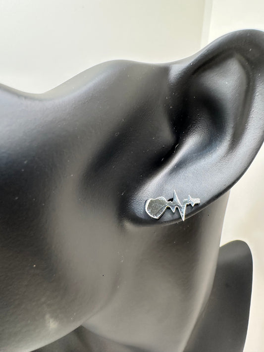 Heart Shape, EKG, Silver