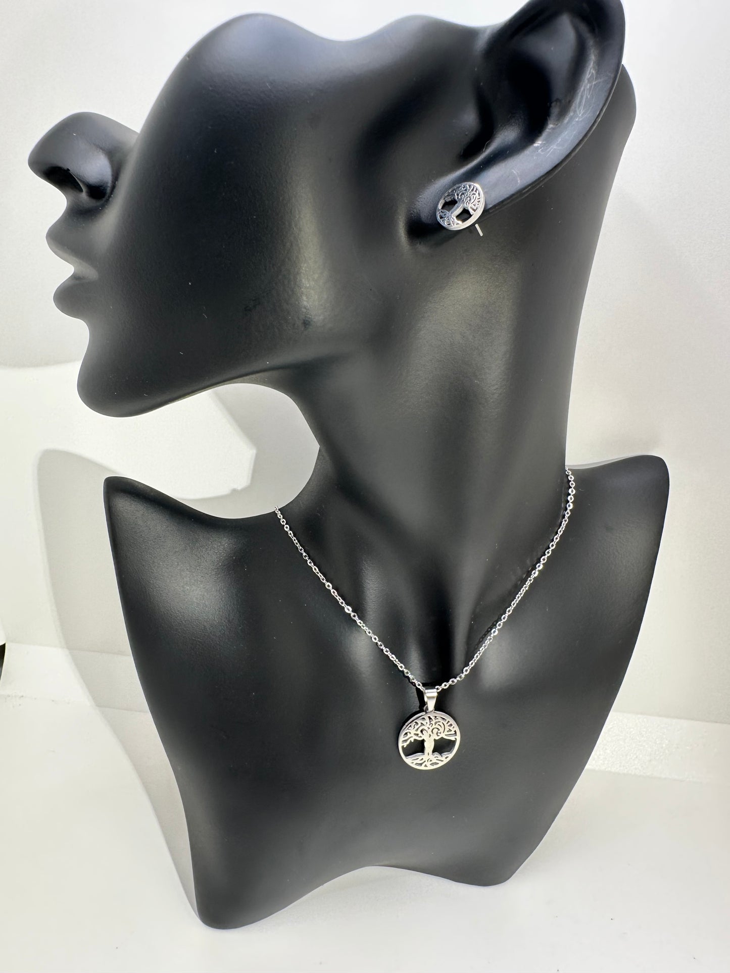 Tree of Life Necklace Set, Silver