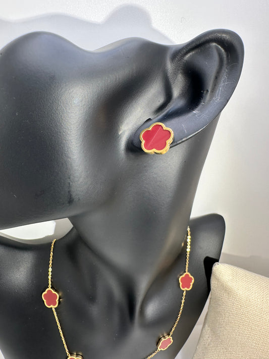 Shell 3-pc Necklace Set, Red