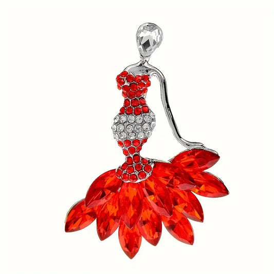 Rhinestone Brooch-Red Dress