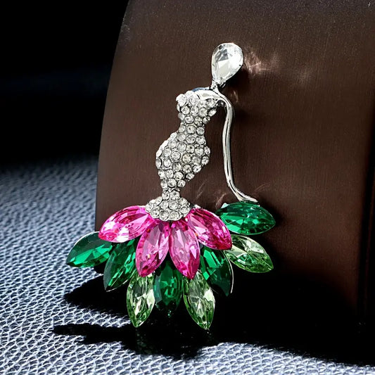 Elegant Rhinestone Brooch Pin-PINK