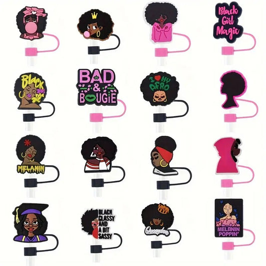 Black Girl Magic Pink Straw Covers 10mm straw