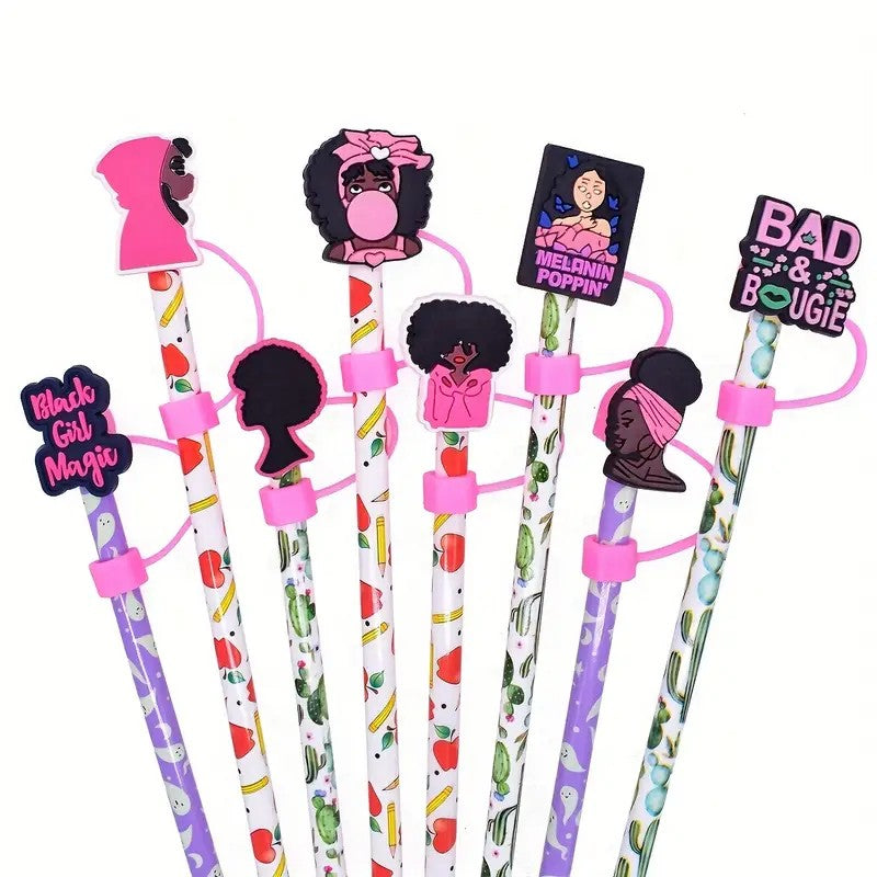 Black Girl Magic Pink Straw Covers 10mm straw