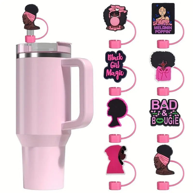 Black Girl Magic Pink Straw Covers 10mm straw