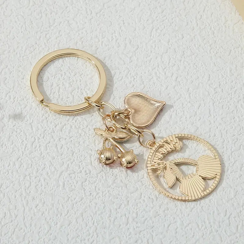 Cherry & Heart Charm Keychain
