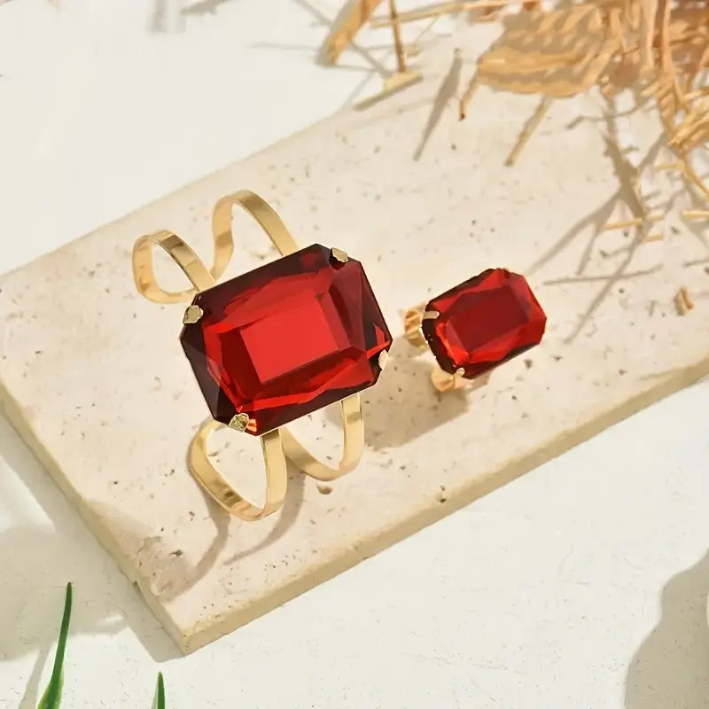 Classic Square Bracelet and Ring Set