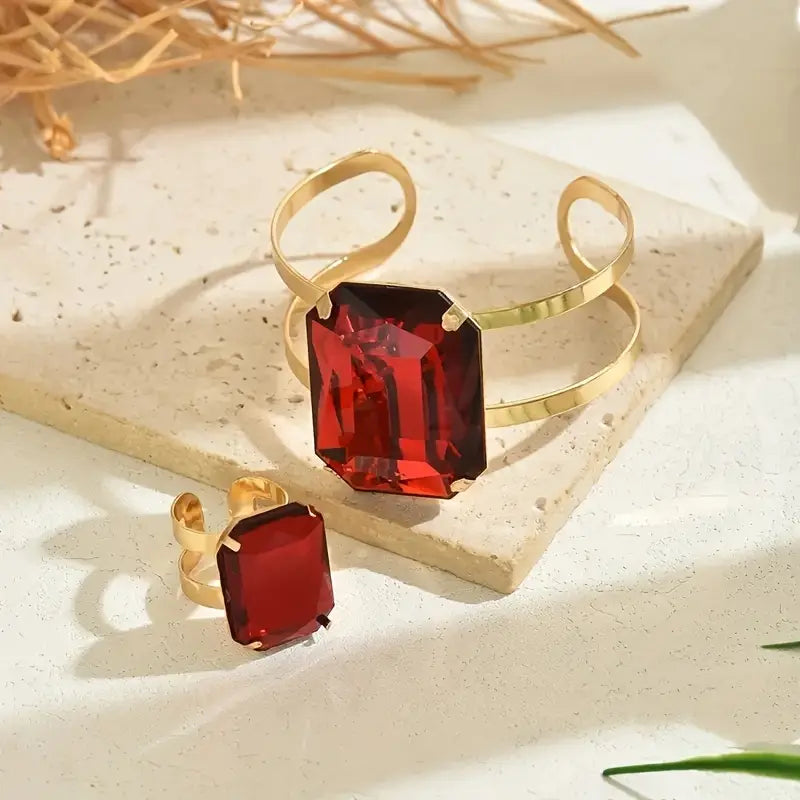 Classic Square Bracelet and Ring Set