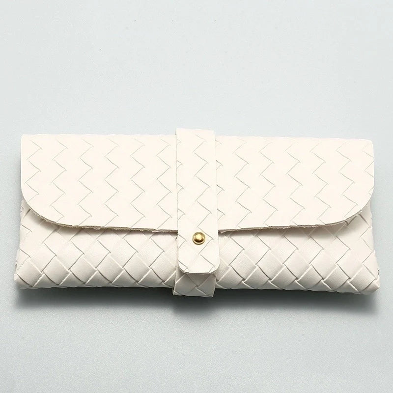 Woven Clinch Soft Sunglasses Case, WHITE