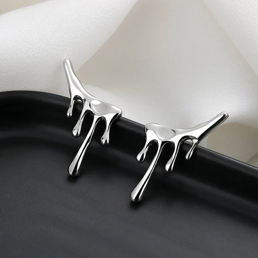 Dripping Earrings, Silver