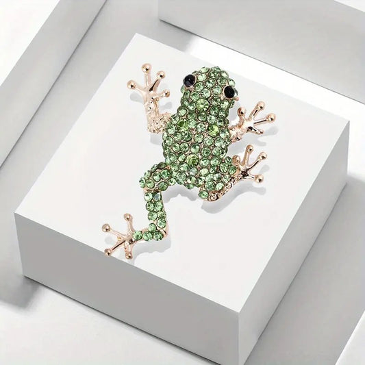 Elegant Crystal Frog Brooch