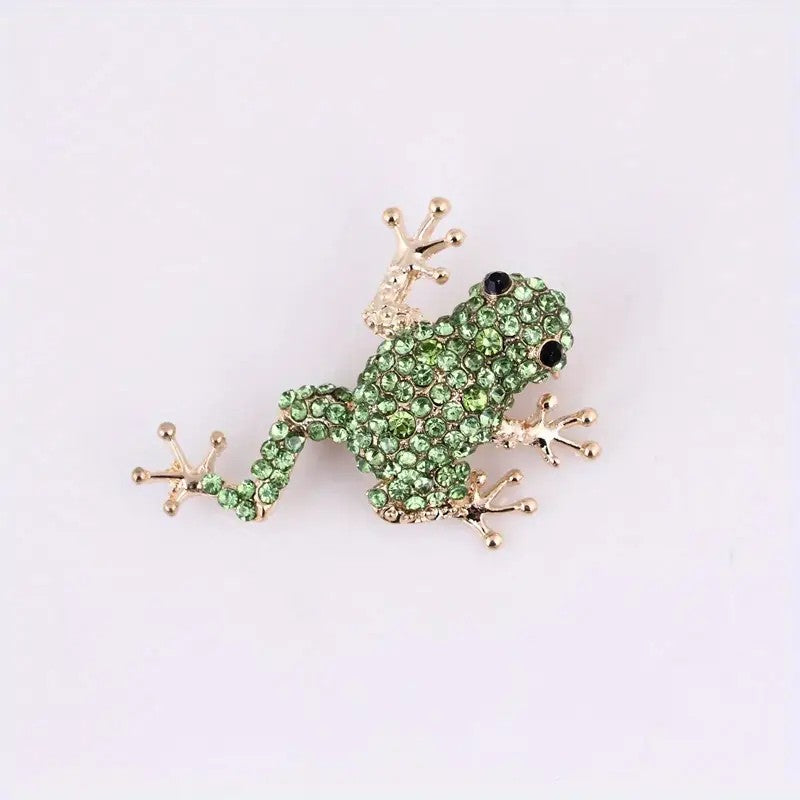 Elegant Crystal Frog Brooch