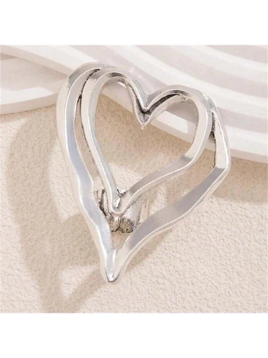 Heart Shape Open Ring, Silver