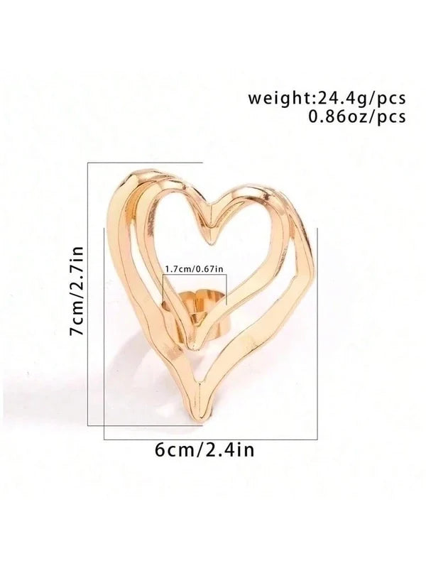 Heart Shape Open Ring, Silver