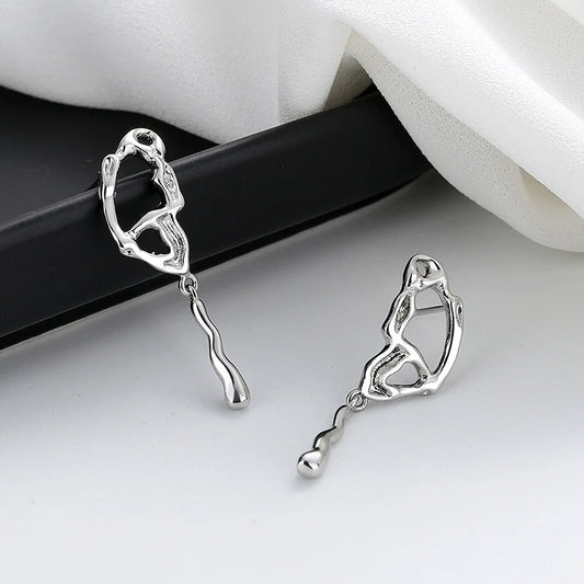 Hollow Butterfly Earrings, Silver