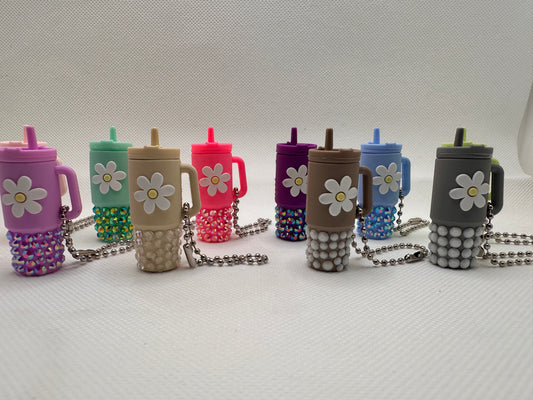 Mini Cup Flower Keychain Rhinestone