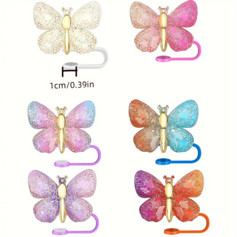 Resin Butterfly Straw Covers