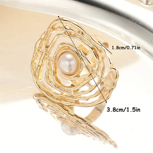 Retro Fashion Ring Swirl Pearl