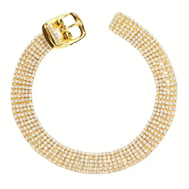 Rhinestone-Encrusted Anklet Gold