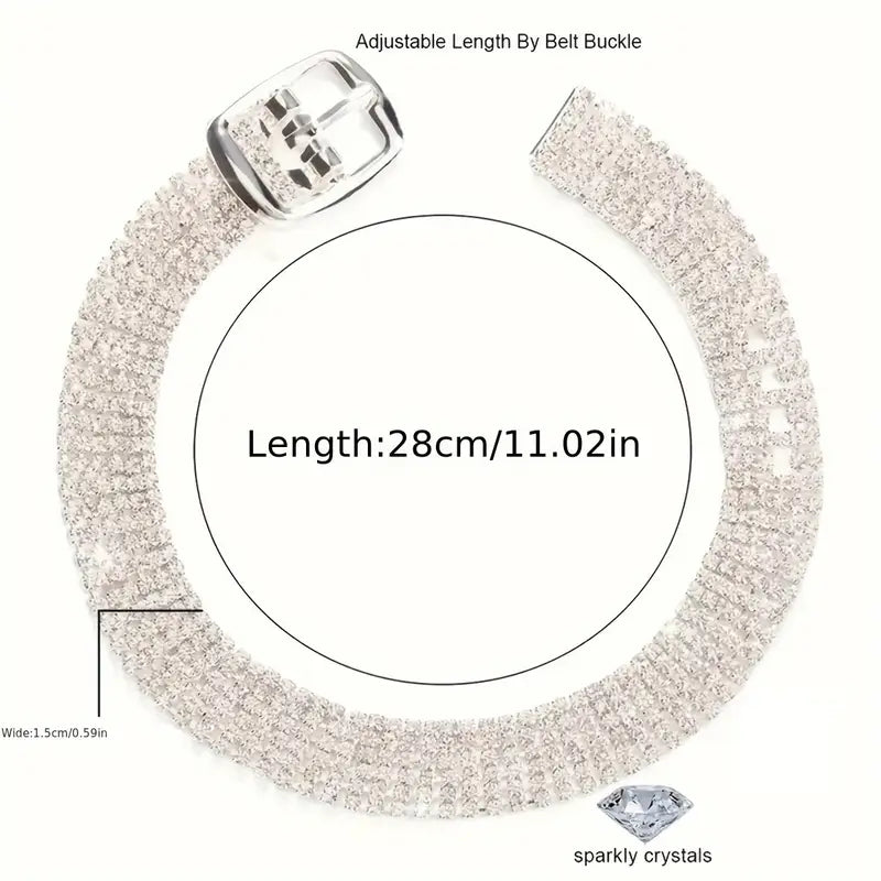 Rhinestone-Encrusted Anklet/Bracelet, Silver