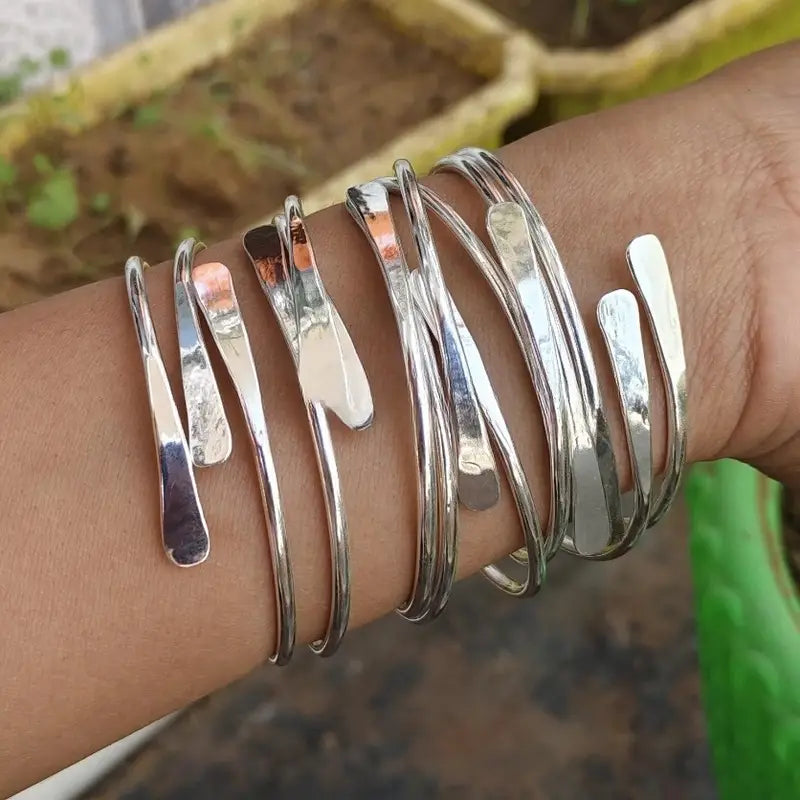 Silvery Cuff Bracelets, Set of 3