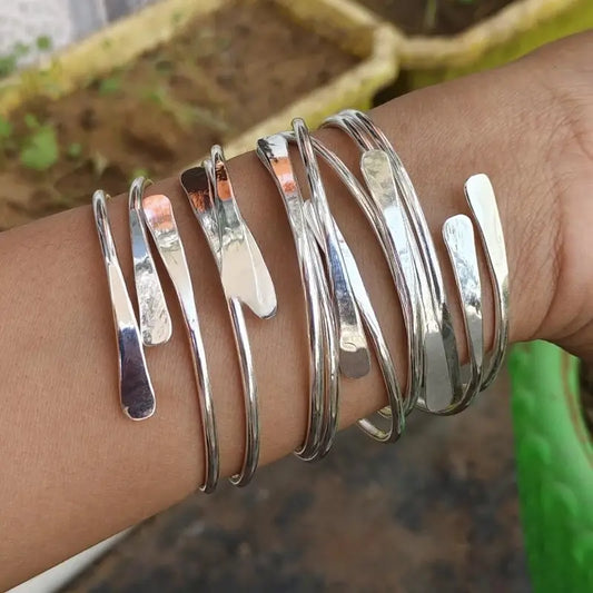Silvery Cuff Bracelets, Set of 3