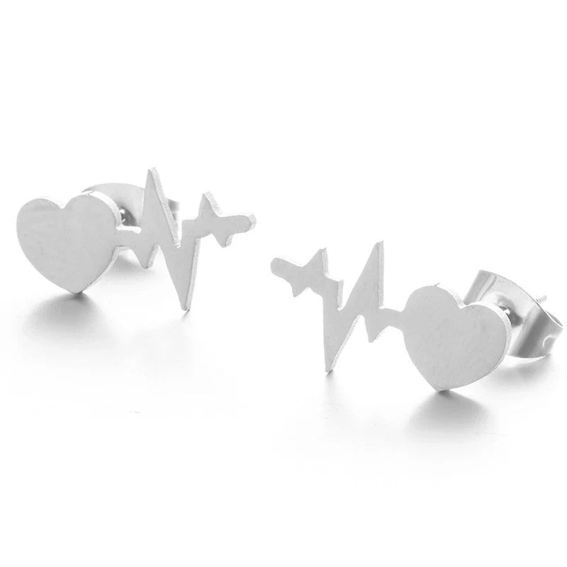 Heart Shape, EKG, Silver