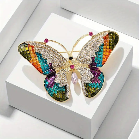 Sparkling Golden-Tone Elegant Butterfly Brooch