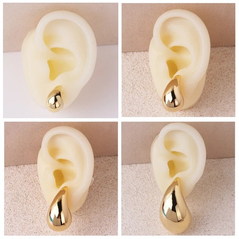 Super Small Water Drop Earrings-Gold Tone