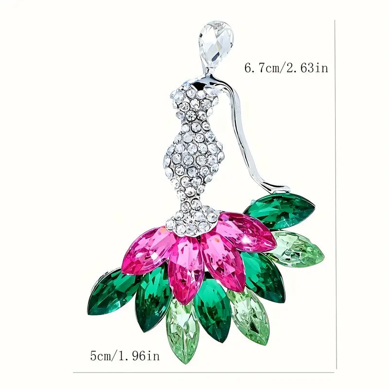 Elegant Rhinestone Brooch Pin-PINK