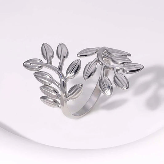 Leaf Open Ring, Silver