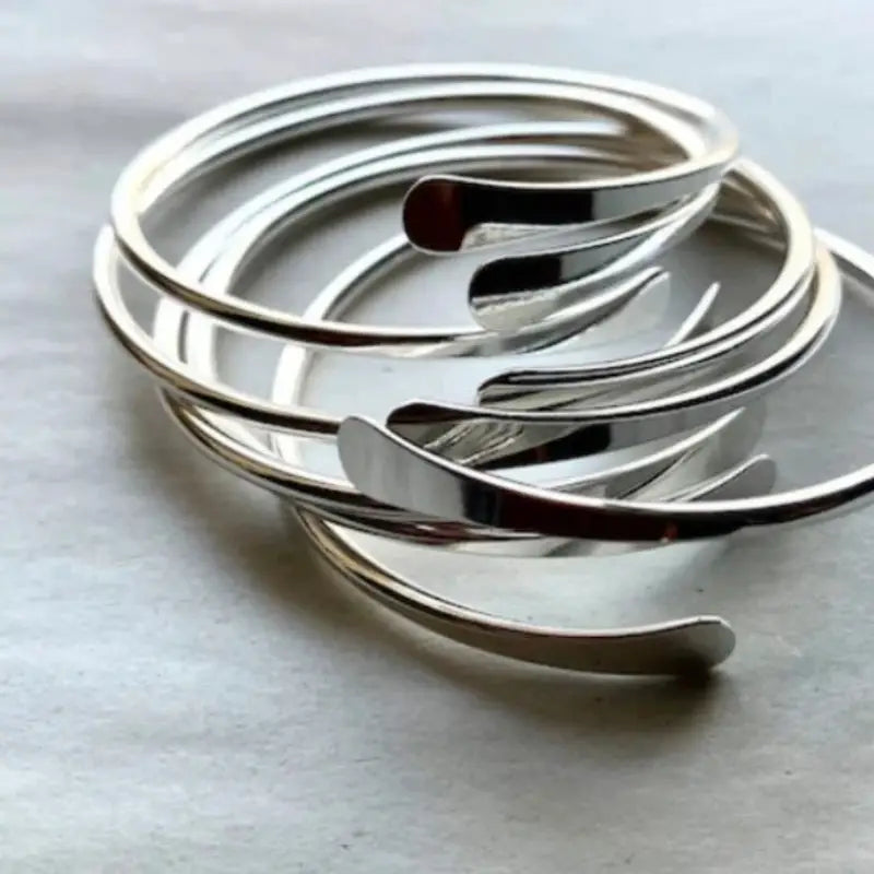 Silvery Cuff Bracelets, Set of 3