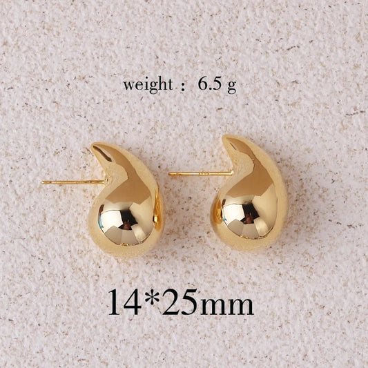 Small Water Drop Earrings-Gold Tone